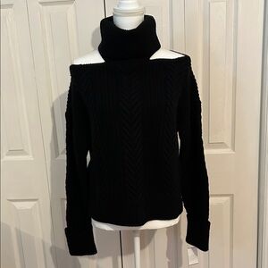 NWT PAIGE Black LORILEE Cowl Neck Sweater cold shoulder size small